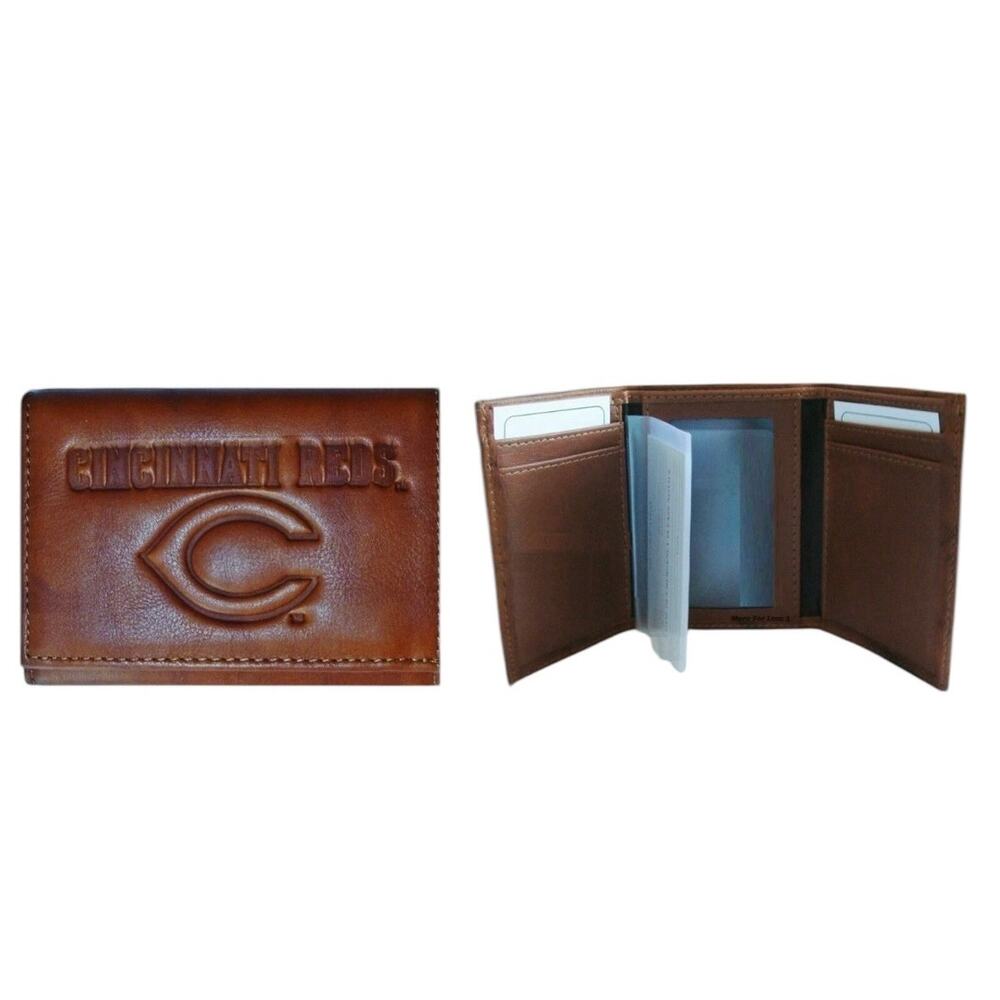 Rico MLB CINCINNATI REDS Brown Leather Bi-Fold Wallet